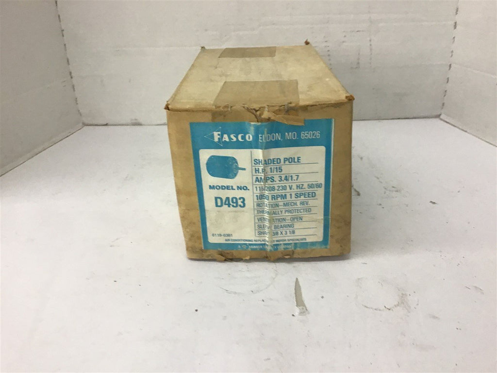 Fasco D493 1/15 HP AC Motor 115/208-230 volts 1050 Rpm 1 Speed