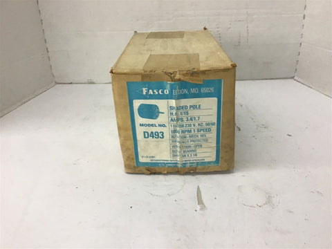 Fasco D493 1/15 HP AC Motor 115/208-230 volts 1050 Rpm 1 Speed