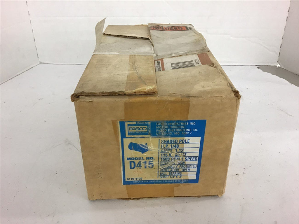 Fasco D415 Shaded Pole Motor 1/40Hp 1500Rpm 1 speed 115V Open Ventilation