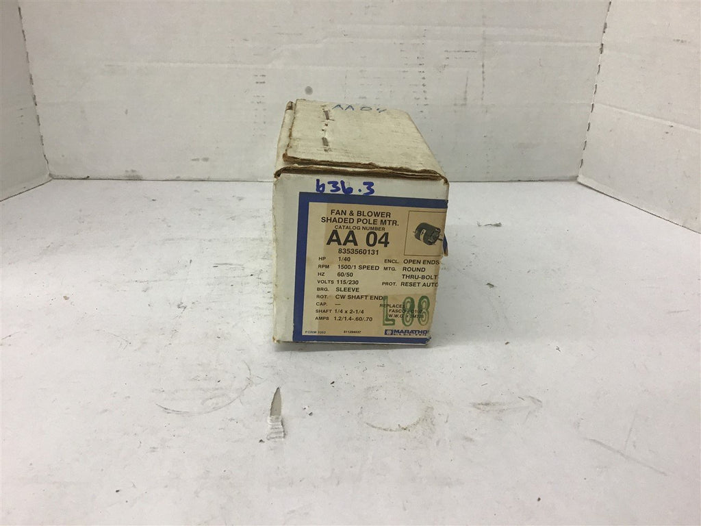Marathon AA04 1/40 HP AC Motor 115/230 volts 1500 Rpm 1 Speed