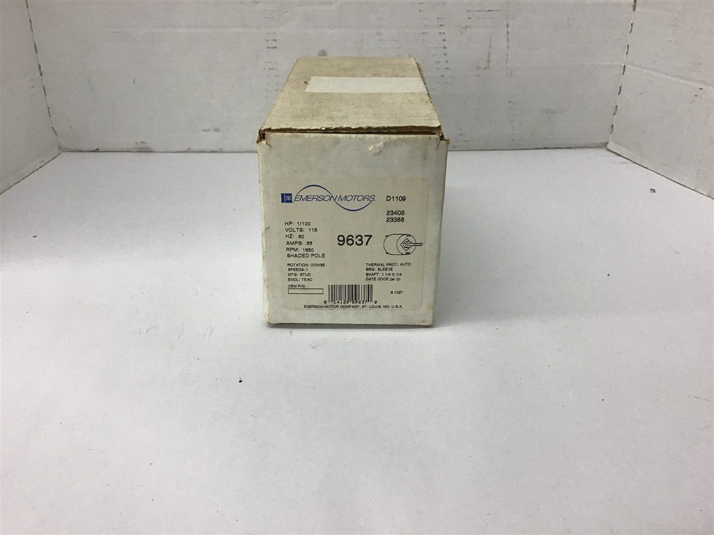 Emerson 9637 1/100 HP AC Motor 115 Volts 1550 Rpm 1 Speed