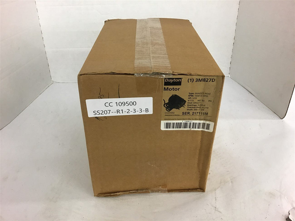 Dayton 3M827D 1/15 HP AC Motor 115 Volts 1550 RPM 2 Speed