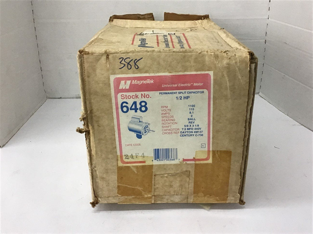 Magnetek 648 1/2 HP AC Motor 115 volts 1100 Rpm 8.1 Amps