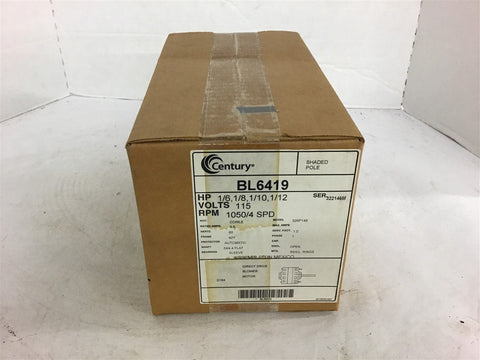 Century BL6419 1/6 1/8 1/10 1/12 HP AC Motor 115 Volts 1050 Rpm 4Spd 42Y