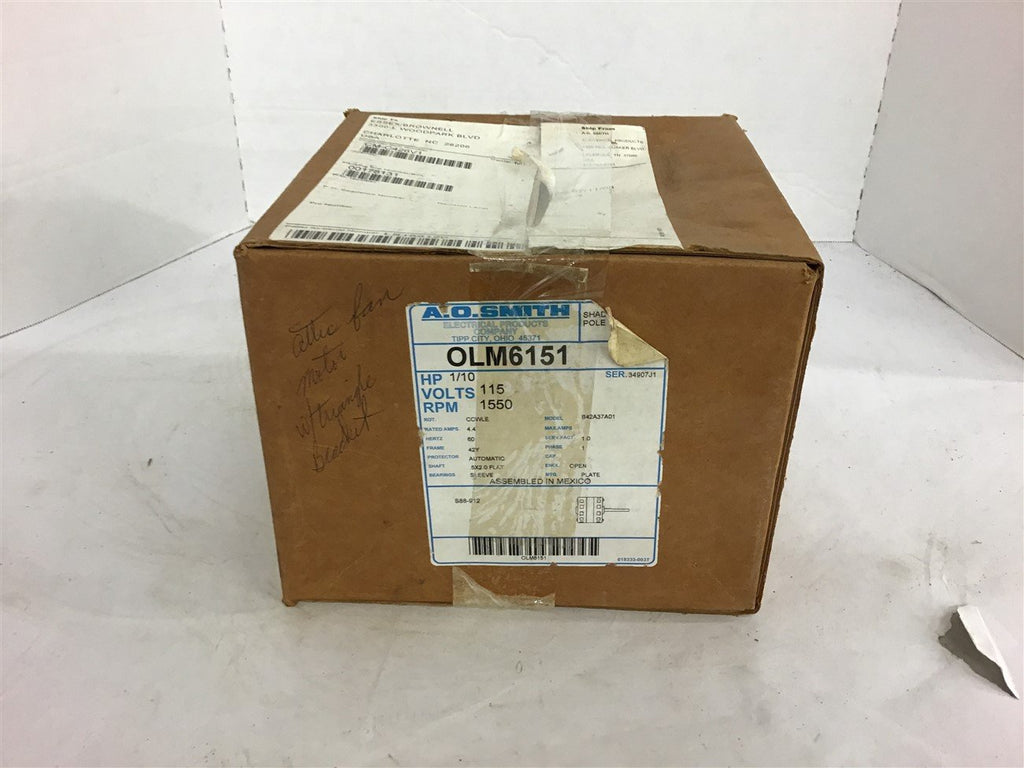 A.O. Smith OLM6151 1/10 HP 115 Volts AC Motor 1550 Rpm 42Y Frame
