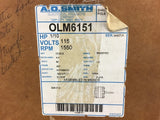 A.O. Smith OLM6151 1/10 HP 115 Volts AC Motor 1550 Rpm 42Y Frame