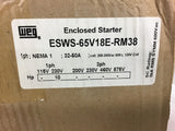 Weg ESWS-65V18E-RM38 Enclosed Starter Nema Size 1 32-50 amp 208-240 volt coil