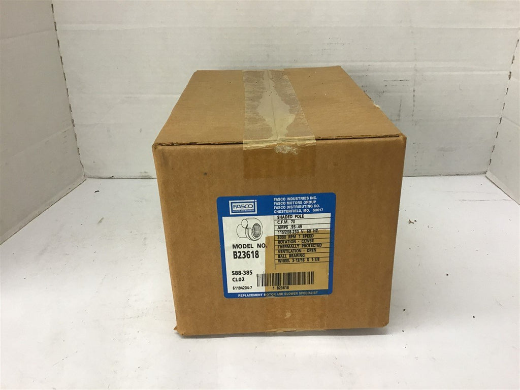 FAsco B23618 70 CFM AC Blower Motor 115/208-230 Volts 3000 Rpm Speed