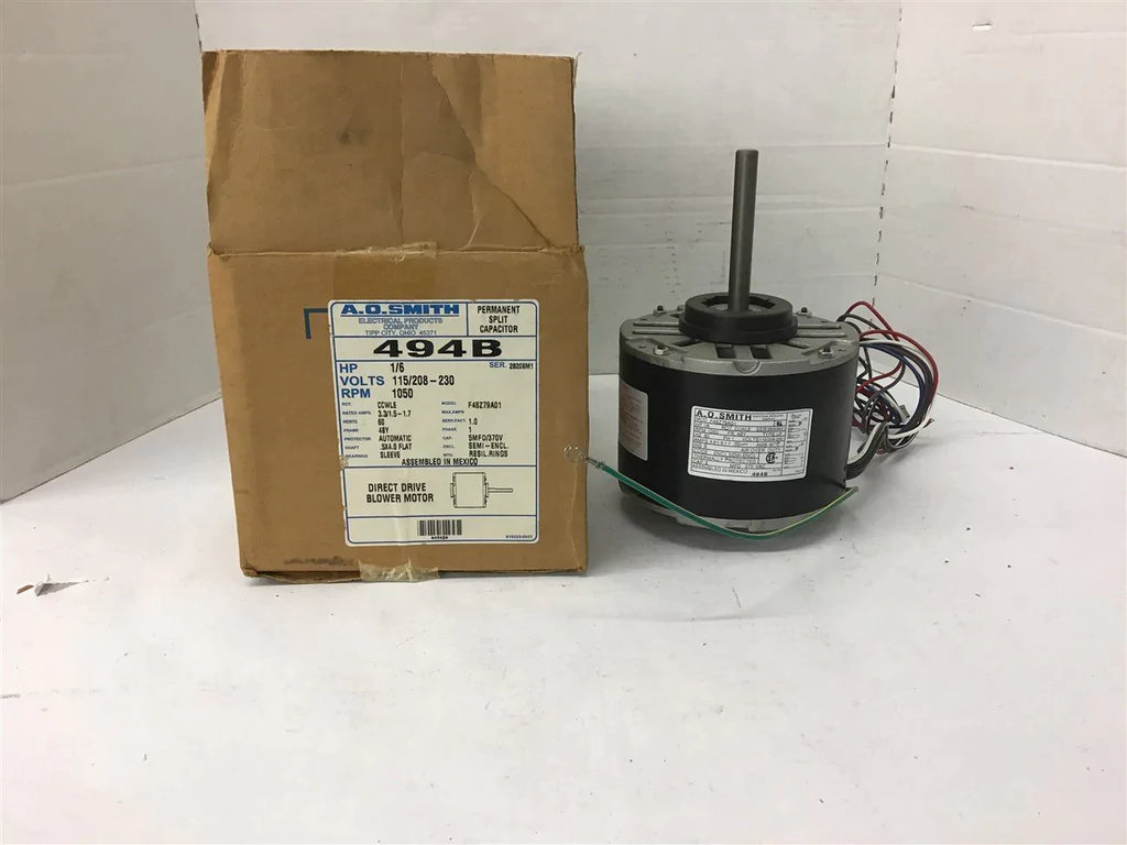 A.O. Smith 494B 1/6 HP AC Motor 115/208-230 Volts 1050 Rpm Single Phase