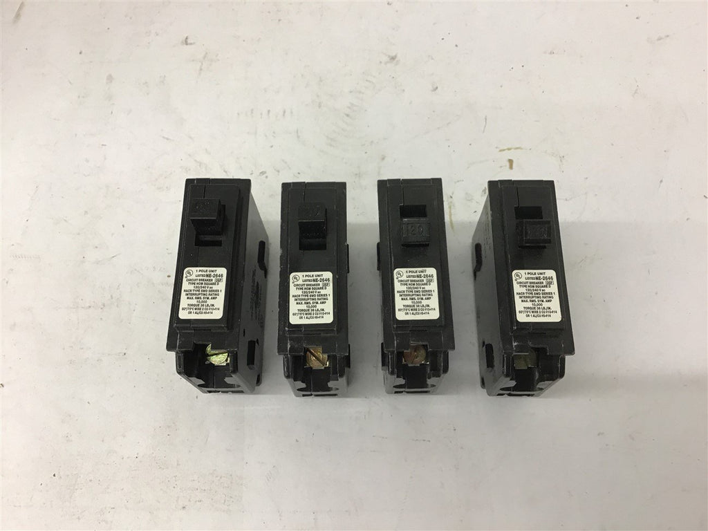 Square D Homeline 20 Amp Single Pole Circuit Breaker 120/240 Vac Lot of 4