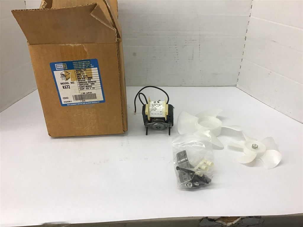 Fasco K672 1/150 Hp Blower Motor 240 Volts 3000 Rpm .27 Amps