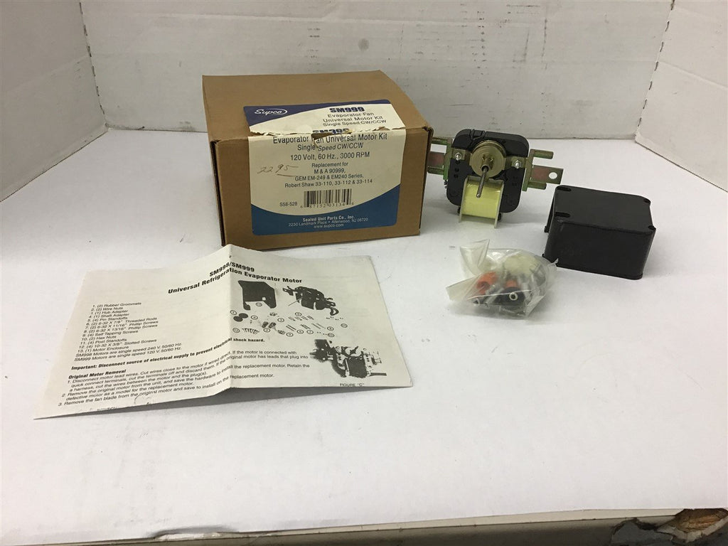 Supco SM999 Evaporator Fan Universal Motor Kit SM999