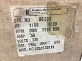Brinkley Motor 80280 1/60 Hp Blower3000 Rpm .55 Amp 230 volts