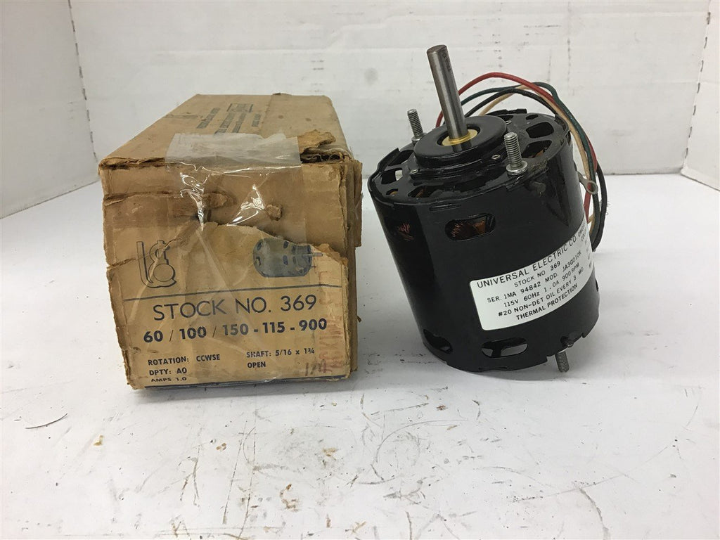 Universal Electric 369 JA3G010K 115 Volts 60 HZ 1.0Apm 900 Rpm