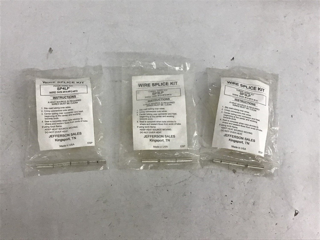 Jefferson Sales SP3LP Three Wire Splice Repair kit #14-#12-#10 Lot of 3