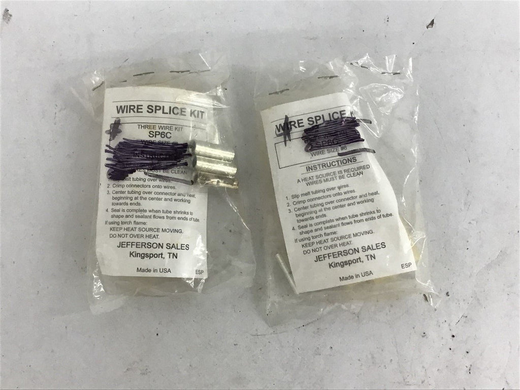 Jefferson Sales Wire Splice Kit Three wire Kit SP6C #6 Lot of 2