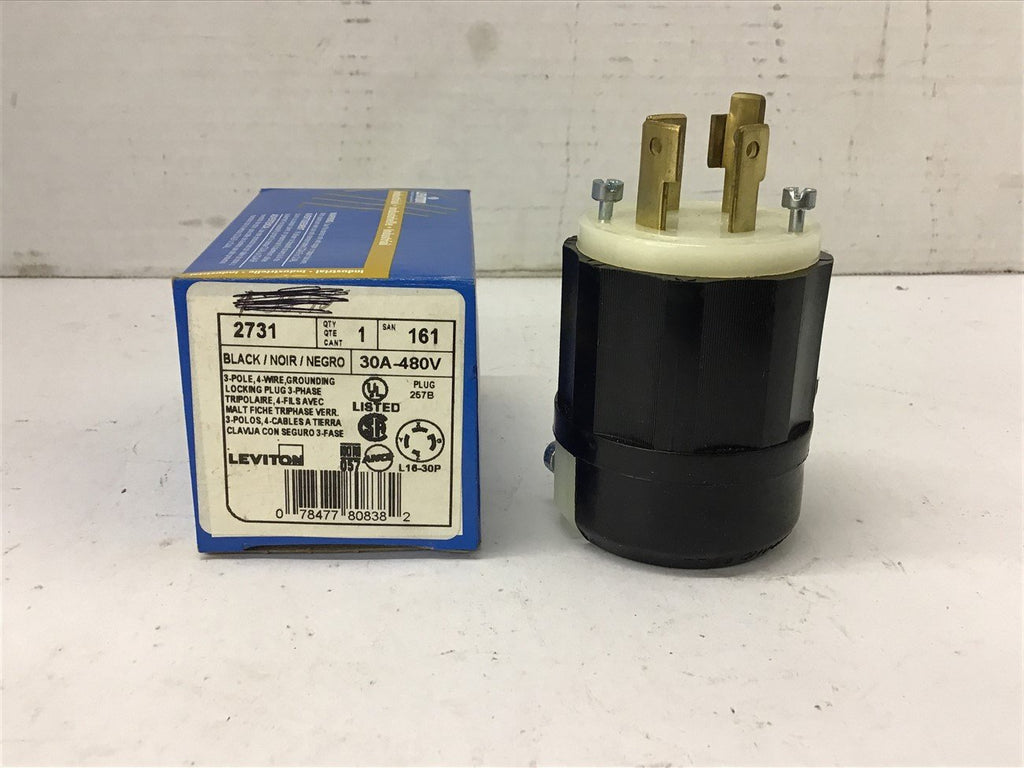 Leviton 2731 30 Amp 480 Volt 3 phase 3P 4W Locking Plug
