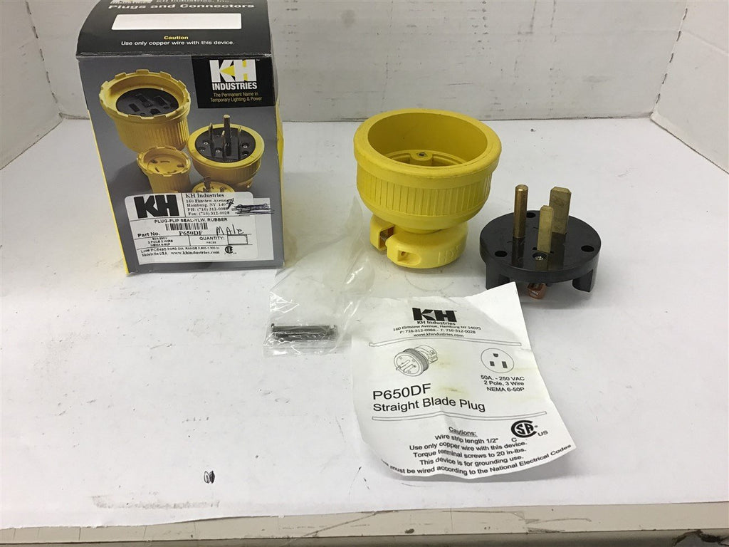 KH 9650DF Plug-Flip Seal Yellow Rubber 60 Amp 250 V 2P 3 Wire