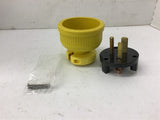 KH 9650DF Plug-Flip Seal Yellow Rubber 60 Amp 250 V 2P 3 Wire
