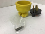 KH 9650DF Plug-Flip Seal Yellow Rubber 60 Amp 250 V 2P 3 Wire
