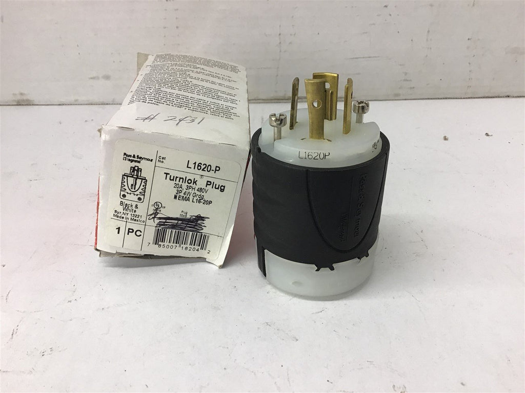 Pass & Seymour Legrand L1620-P 20A 3PH 480V 3P Turnlok Plug