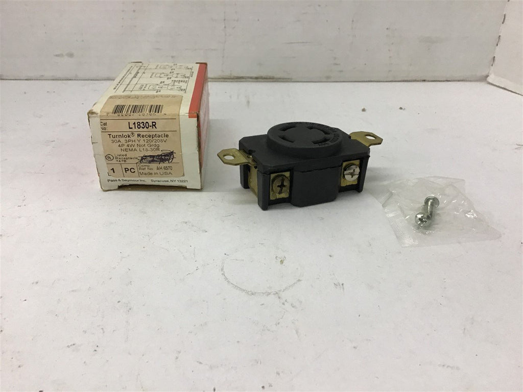 Pass & Seymour L1830-R Turnlok Receptacle 30A 3ph 120/208v
