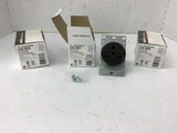 Cooper Wire Device 1234-Box Flush Receptacle 30 Amp 250 volt Lot of 3