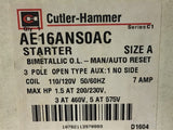 Eaton AE16ANS0AC Starter Size A 3 Hp @ 460 Volts 120 volts Coil 3 Pole 7 Amp