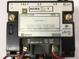 Square D 8536SC03V02S Nema size 1 Starter 10 Hp @ 460 volts 120 volt Coil