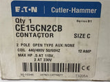 Eaton CE15CN2CB Contactor 2 Hp @ 230 volts 2 Pole 440/480 V Coil 12 Amp