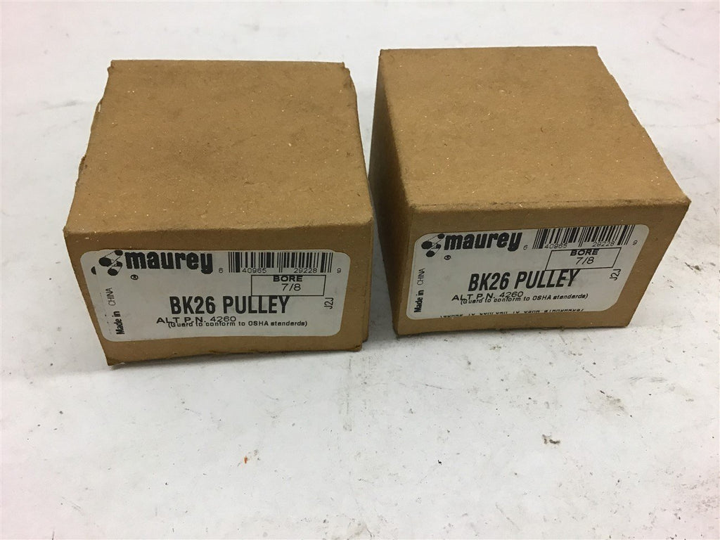 Maurey BK26 Pulley 7/8" Bore Single Groove Lot of 2