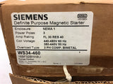 Siemens WS34-460 Definite Purpose magnetic Starter 440-480 Volts 3 Pole