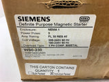 Siemens WS0-230 Magnetic Starter Nema 1 3 Pol 208-240 Volt Coil