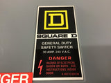 Square D D321NRB 30 Amp Safety Switch 240 Vac