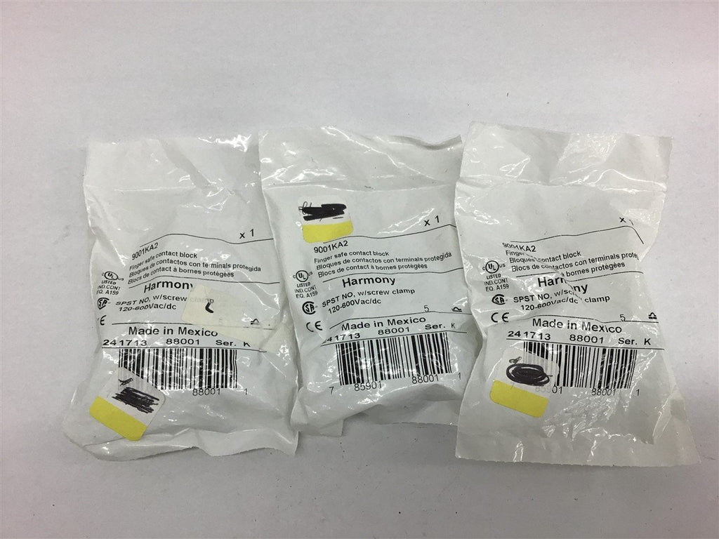 Harmony 9001Ka2 Finger Safe Contact Block SPST NO Lot of 3