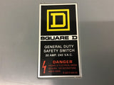 Square D D221NRB 30 Amp Safety Switch 240 vac 3R