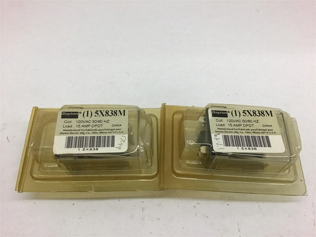 Dayton 5X838M 15 Amp 120 Vac 50/60 HZ Relay Lot of 2