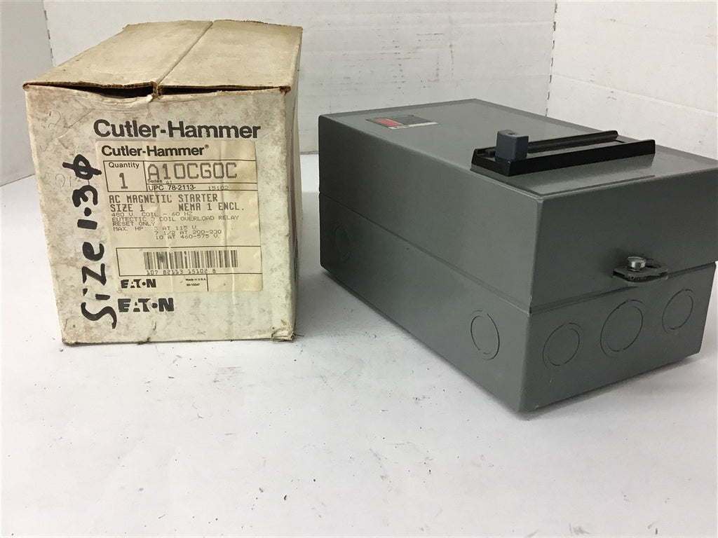 Cutler-Hammer A10CG0C Ac Magnetic Starter Size 1 480 volt coil