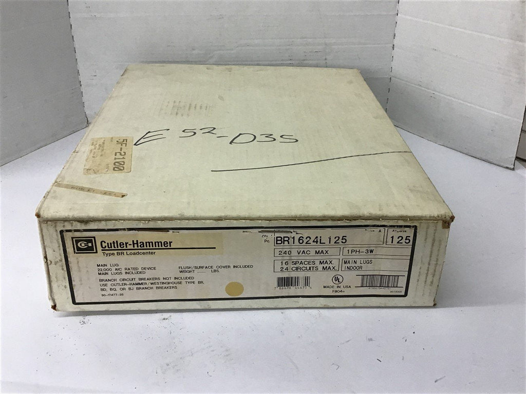 Cutler-Hammer BR1624L125 Loadcenter 240 Vac 16 Spaces Single Phase 125 Amp