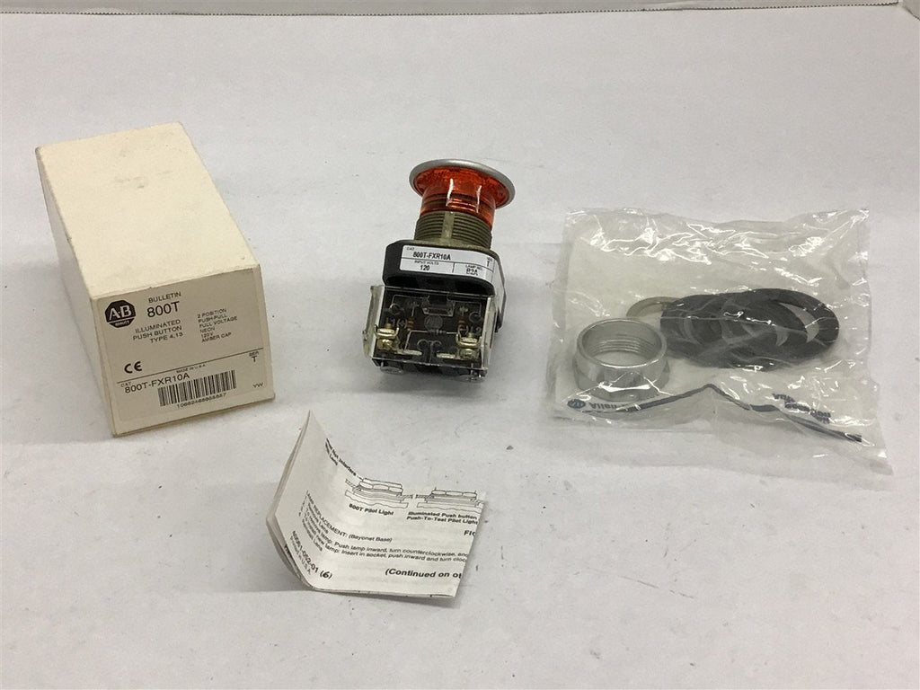 Allen Bradley 800T-FXR10A Illuminated PUSHBUTTON 120V Type 4,13 2 Pos Amber