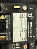 Square D 8530 SCG1V03 Size 1 Magnetic Starter 240 volt Coil 3 H@ 230 Volts