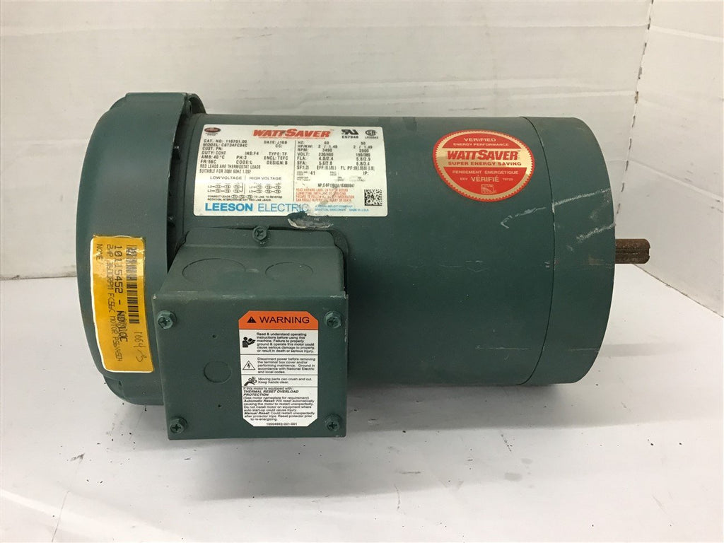 Leeson 116751.00 2 Hp AC Motor 230/460 Volts 3490 rpm 56C Frame