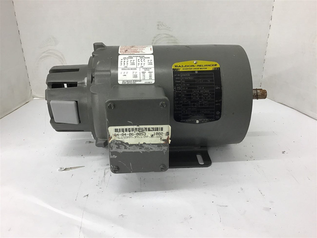 Baldor IDNM3538 1/2 HP AC Motor 230/460 Volts 1800 Rpm 4P 56C Frame