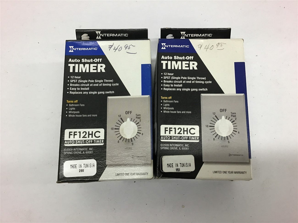 Intermatic FF12HC Auto Shut Off 12 Hour Timer Lot of 2