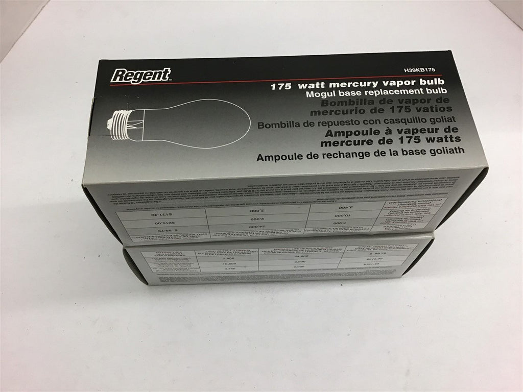 Regent H39KB175 175 Watt Mercury Vapor Bulb--Lot of 2