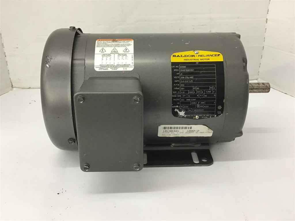 Baldor M3560 0.5 HP AC Motor 850 RPM 8 Pole 208-230/460V 56H FR 3 Phase