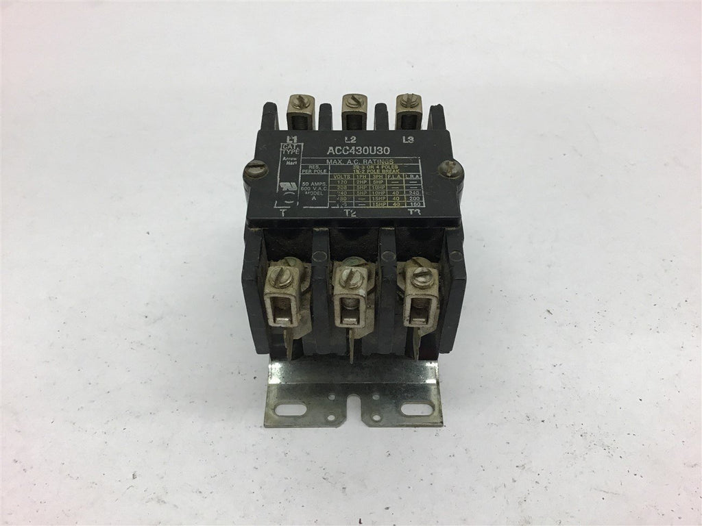 Arrow Hart ACC430U30 Relay 50 Amp 600 Vac Contactor