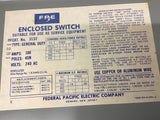 FPE 3132 Safety Switch 100 Amps 240VAC 3 Poles 30 HP