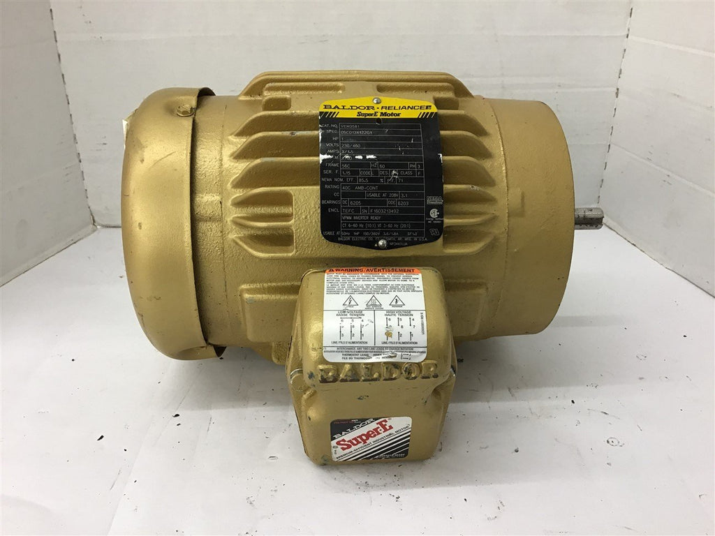 Baldor VEM3581 1 HP AC Motor 1760 RPM 4 Poles 230/460 VAC 56C Frame 3 Phase