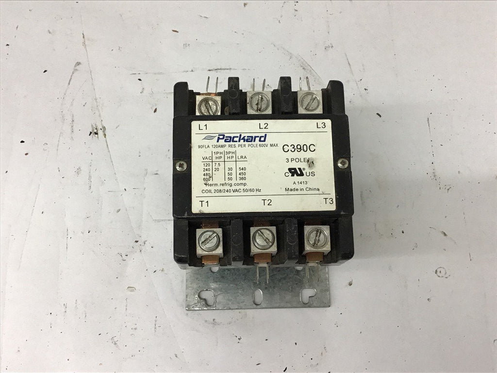 Packard C390C Contactor 3 Pole 120 AMPS 208/240 Coil Voltage